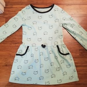 Girls long sleeve kitty dress 5T